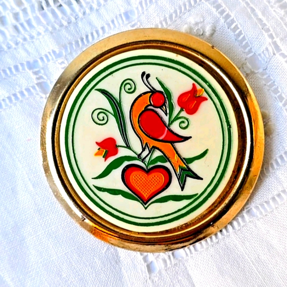 Vintage 50s Czech Poland Folk Pin Brooch